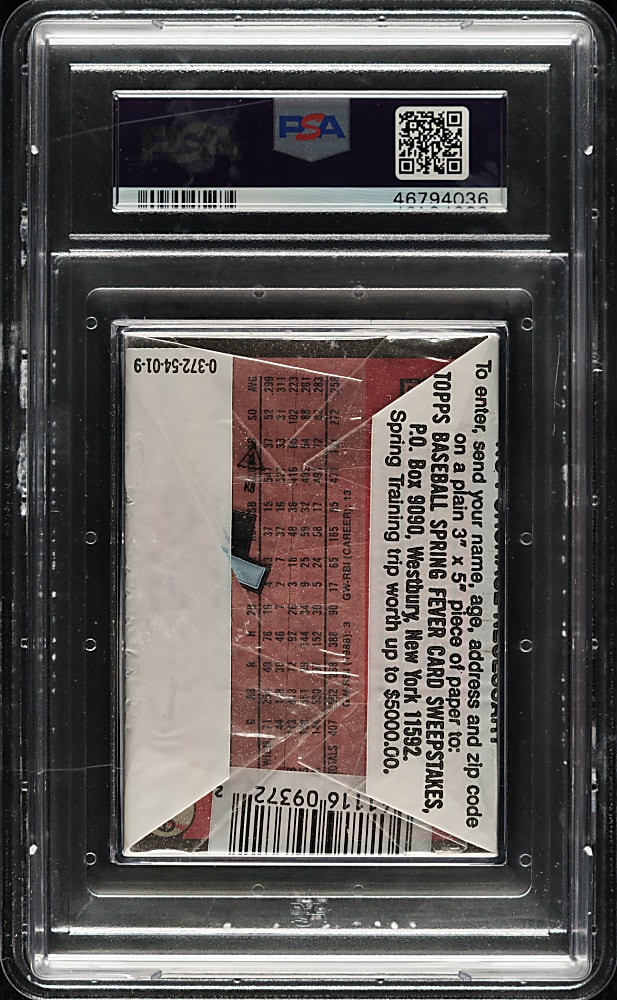1989 Topps Unopened Cello Pack PSA GEM MINT 10 - Nolan Ryan on Top and Barry Bond on Back
