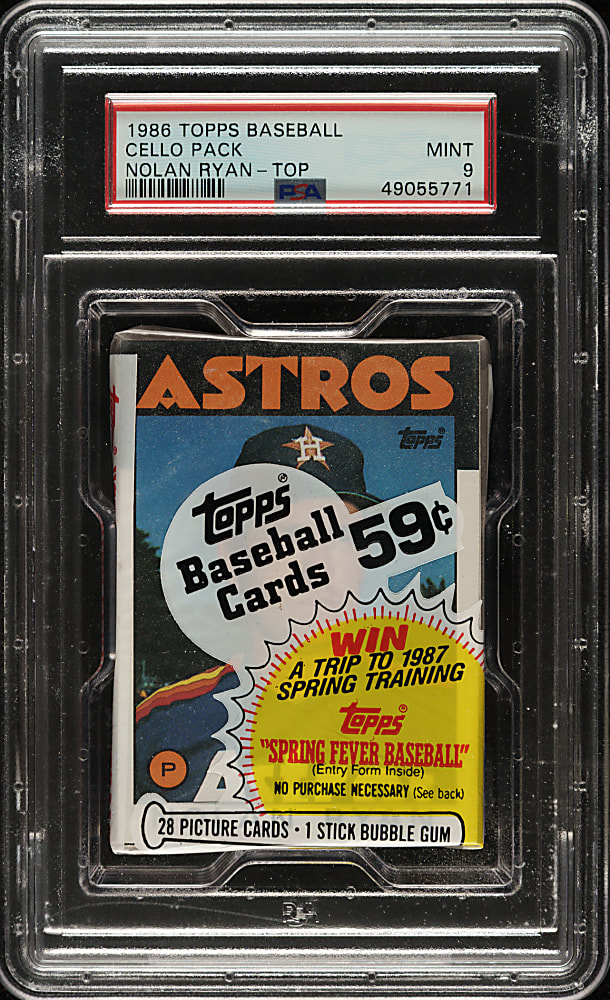 1986 Topps Unopened Cello Pack PSA MINT 9 - Nolan Ryan on Top