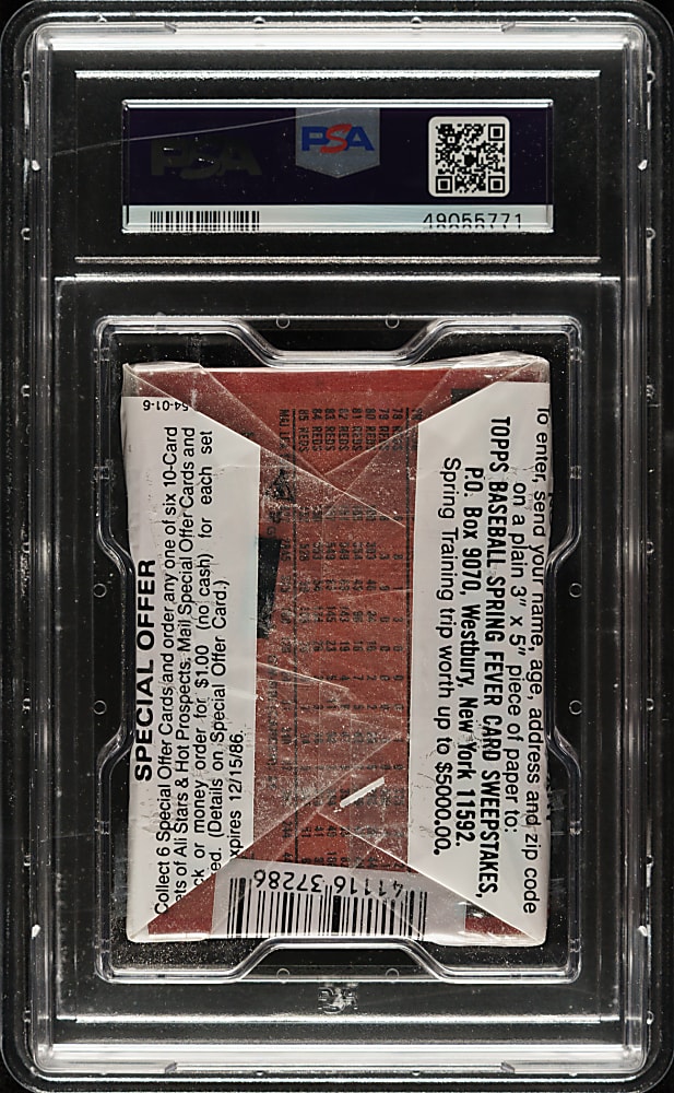 1986 Topps Unopened Cello Pack PSA MINT 9 - Nolan Ryan on Top