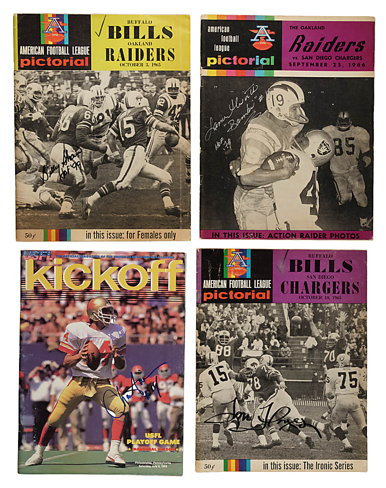 1965 to 1984 Signed American Football League and United States Football League Program Collection (7) Including Lance Alworth and Billy Shaw