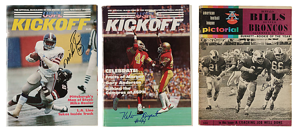 1965 to 1984 Signed American Football League and United States Football League Program Collection (7) Including Lance Alworth and Billy Shaw