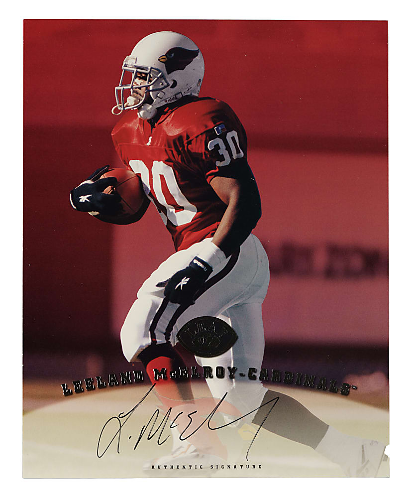 1997 Leaf Signature Football Collection (50) with 29 Signed Cards Including Steve Young, Terrell Owens, and Tiki Barber Rookie