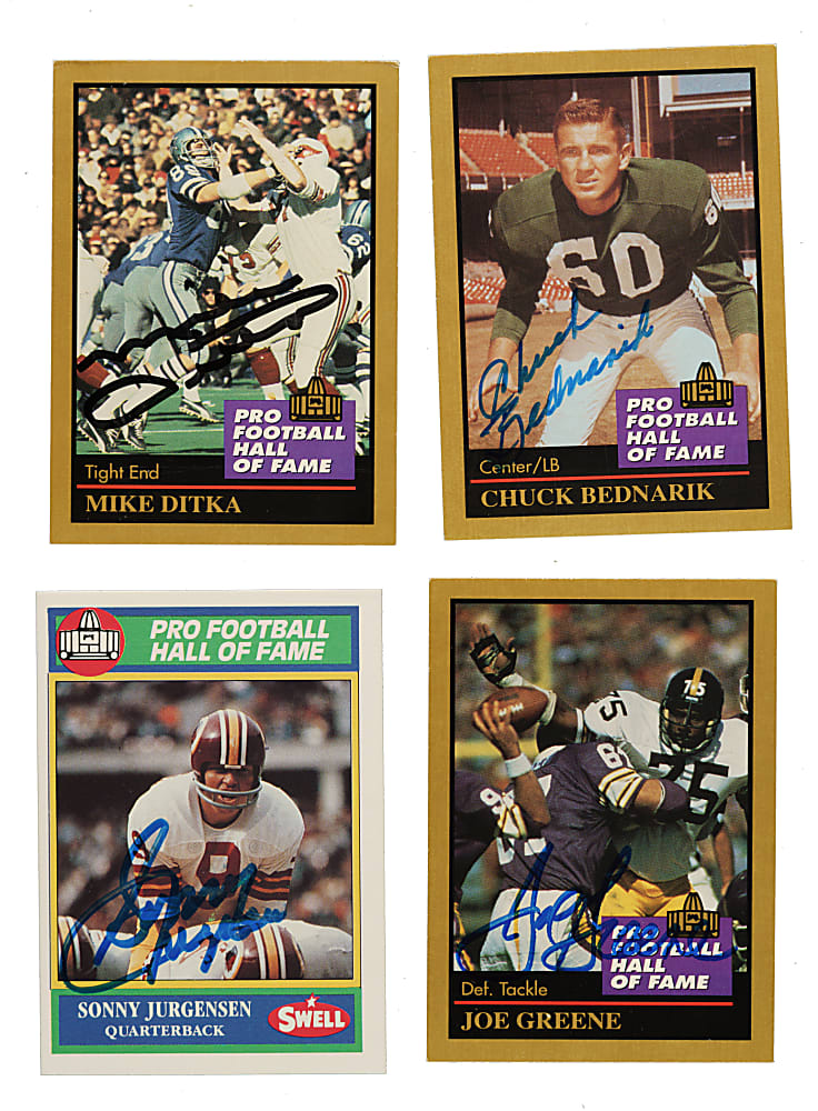 Signed 1990 Swell and 1991 Enor Pro Football Hall of Fame Collection (56) Including Jurgensen, Ditka, and Greene
