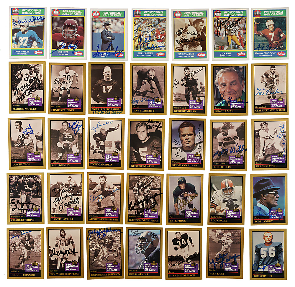 Signed 1990 Swell and 1991 Enor Pro Football Hall of Fame Collection (56) Including Jurgensen, Ditka, and Greene
