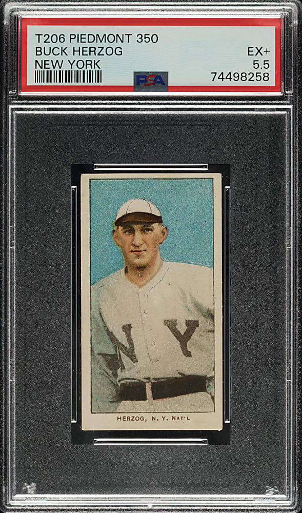 1909-1911 T206 White Border Buck Herzog New York PSA EX+ 5.5