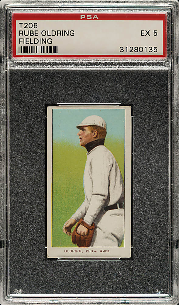 1909-1911 T206 White Border Rube Oldring Fielding PSA EX 5