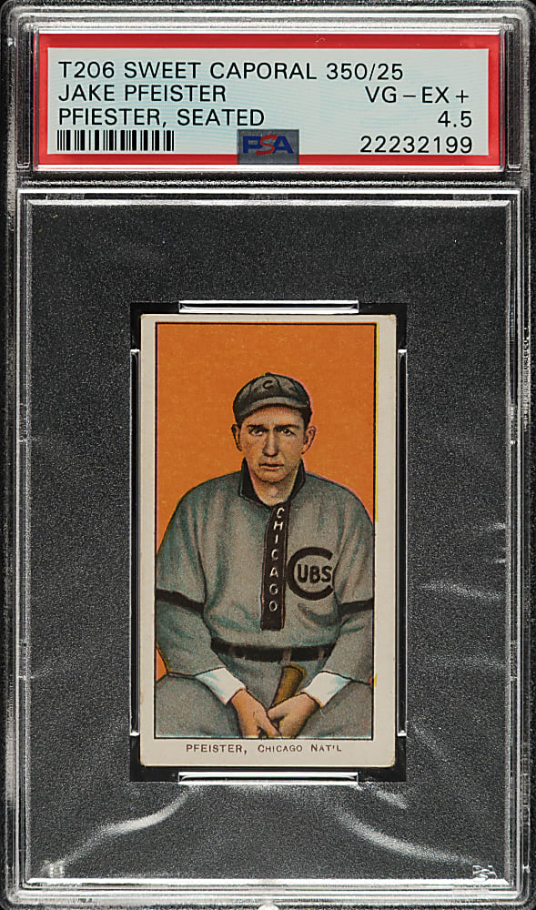 1909-1911 T206 White Border Jake Pfeister Seated PSA VG-EX+ 4.5