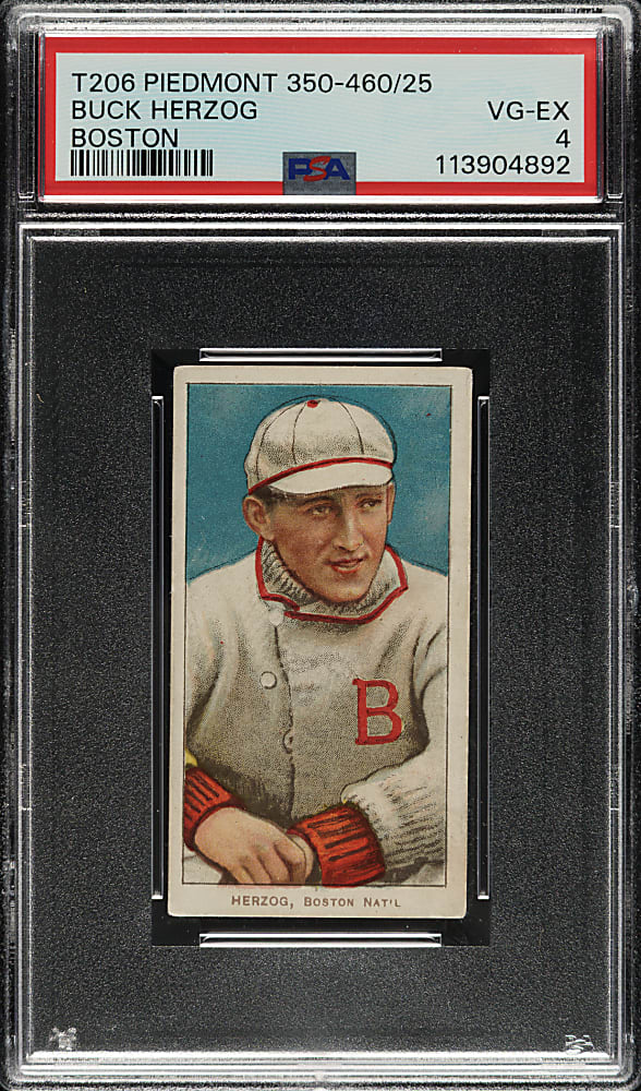 1909-1911 T206 White Border Buck Herzog Boston PSA VG-EX 4