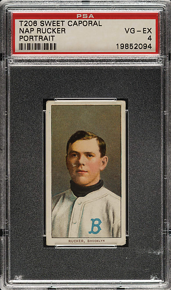 1909-1911 T206 White Border Nap Rucker Portrait PSA VG-EX 4