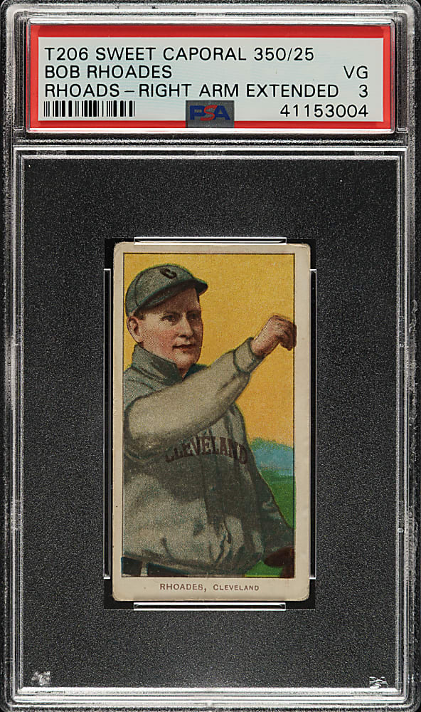 1909-1911 T206 White Border Bob Rhoades Right Arm Extended PSA VG 3