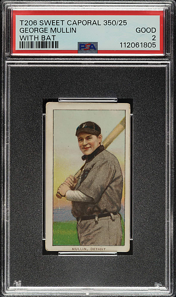 1909-1911 T206 White Border George Mullin with Bat PSA GOOD 2
