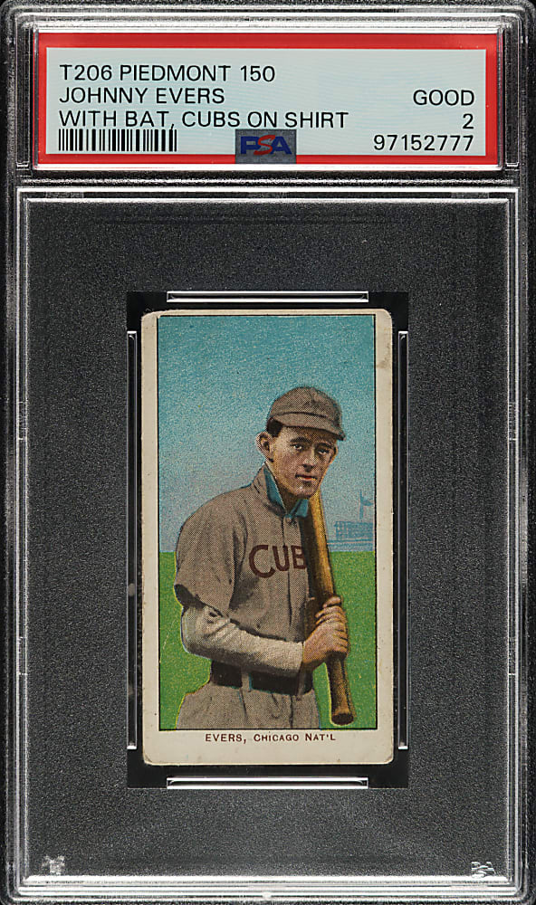 1909-1911 T206 White Border Johnny Evers with Bat, Cubs on Shirt PSA GOOD 2