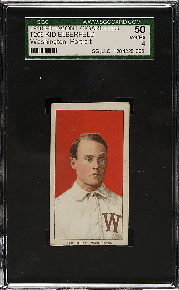 1909-1911 T206 White Border Kid Elberfeld Washington Portrait SGC VG/EX 50