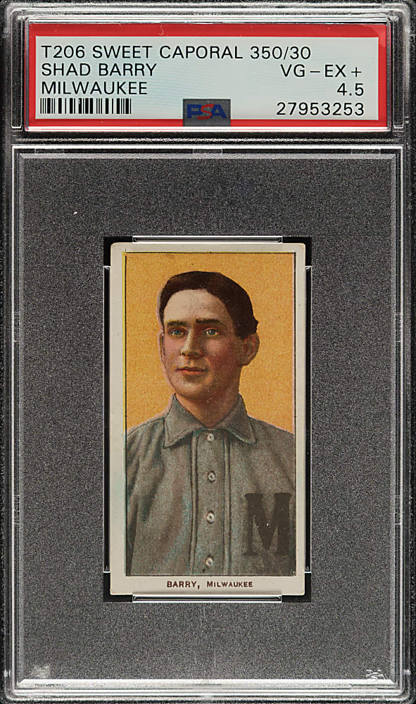 1909-1911 T206 White Border Shad Barry PSA VG-EX+ 4.5