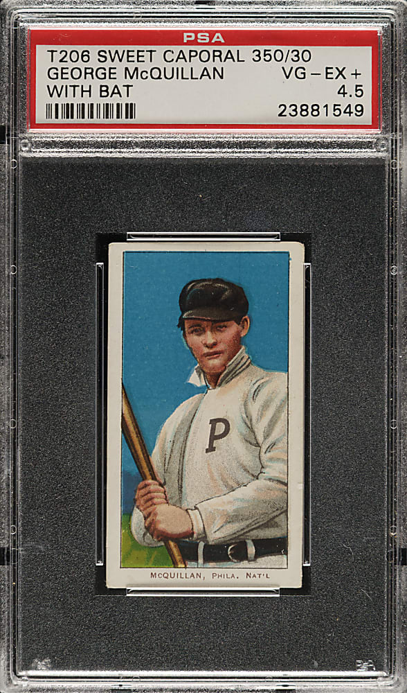 1909-1911 T206 White Border George McQuillan with Bat PSA VG-EX+ 4.5