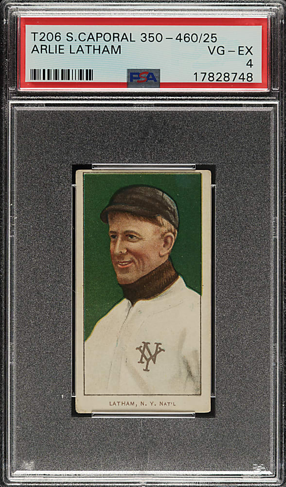 1909-1911 T206 White Border Arlie Latham PSA VG-EX 4
