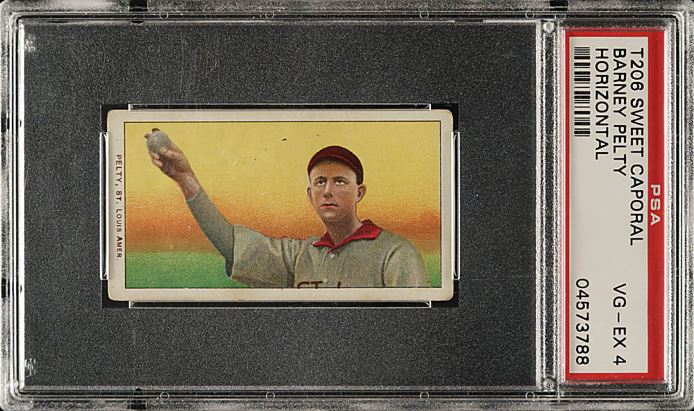 1909-1911 T206 White Border Barney Pelty Horizontal PSA VG-EX 4