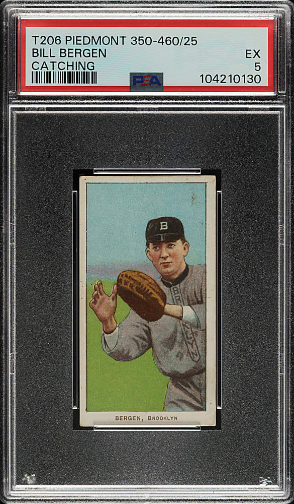 1909-1911 T206 White Border Bill Bergen Catching PSA EX 5
