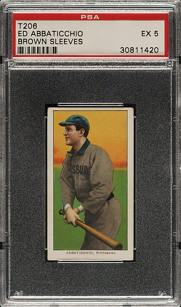 1909-1911 T206 White Border Ed Abbaticchio Brown Sleeves PSA EX 5