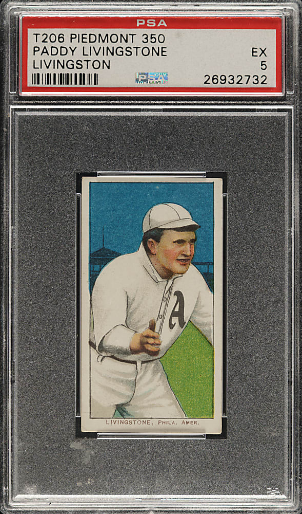 1909-1911 T206 White Border Paddy Livingstone PSA EX 5