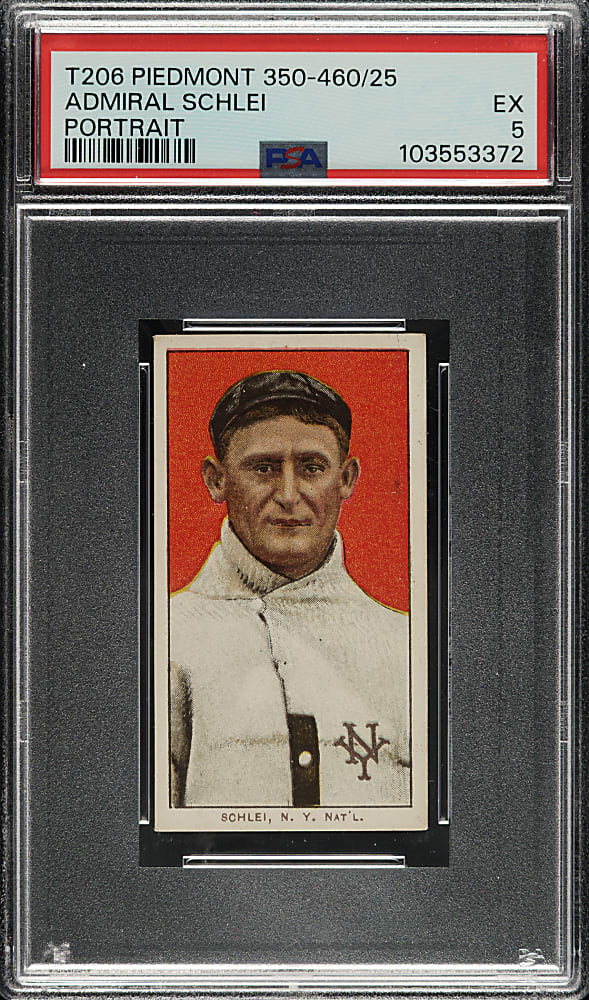 1909-1911 T206 White Border Admiral Schlei Portrait PSA EX 5