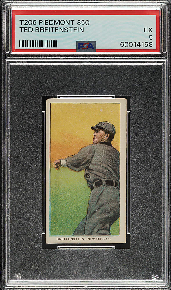 1909-1911 T206 White Border Ted Breitenstein Southern Leaguer PSA EX 5