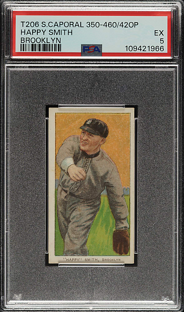 1909-1911 T206 White Border Happy Smith PSA EX 5