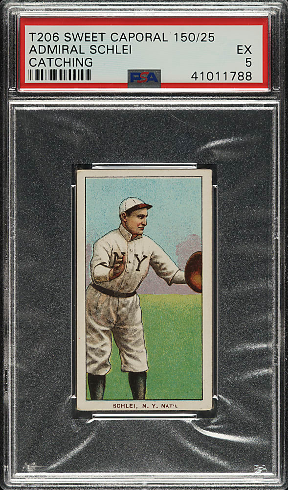 1909-1911 T206 White Border Admiral Schlei Catching PSA EX 5