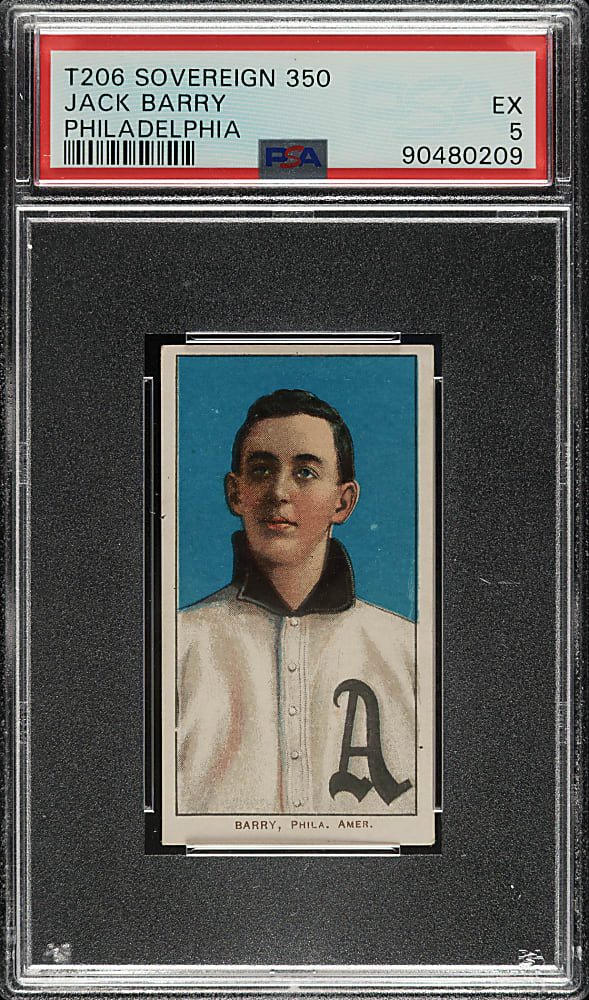 1909-1911 T206 White Border Jack Barry PSA EX 5 - Sovereign 350 Back