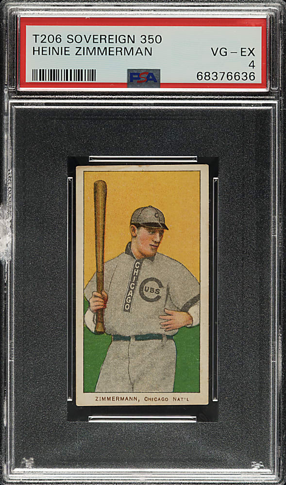 1909-1911 T206 White Border Heinie Zimmerman PSA VG-EX 4 - Sovereign 350 Back