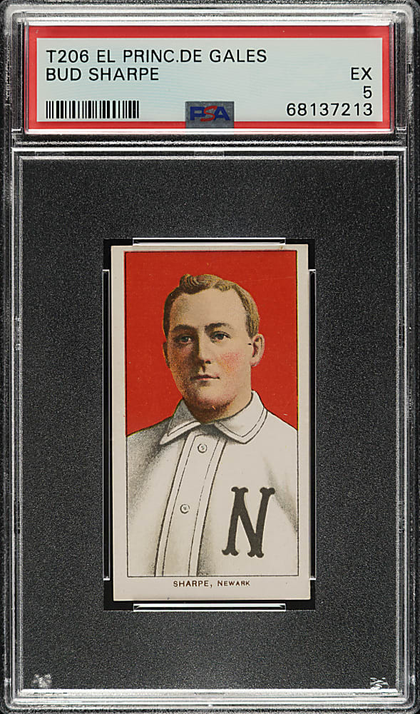 1909-1911 T206 White Border Bud Sharpe PSA EX 5 - El Principe de Gales Back