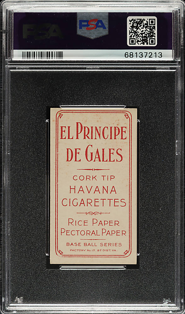 1909-1911 T206 White Border Bud Sharpe PSA EX 5 - El Principe de Gales Back