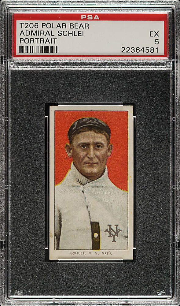 1909-1911 T206 White Border Admiral Schlei Portrait PSA EX 5 - Polar Bear Back