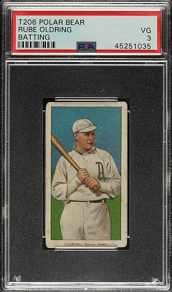 1909-1911 T206 White Border Rube Oldring Batting PSA VG 3 - Polar Bear Back
