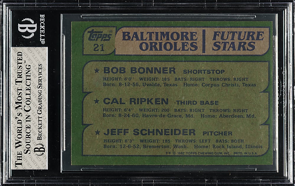 1982 Topps #21 Cal Ripken Jr. Rookie BGS NM-MT 8