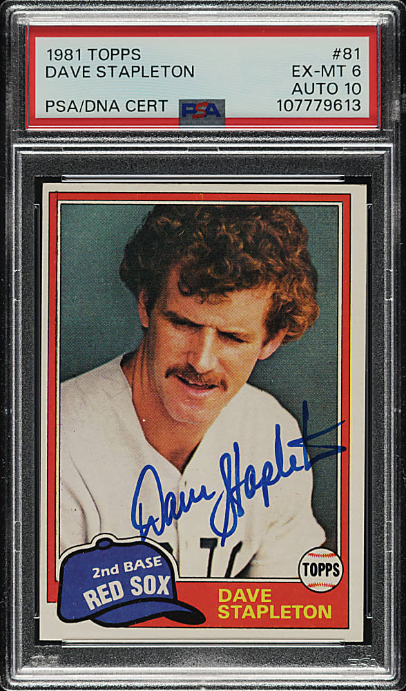 Signed 1981 Topps #81 Dave Stapleton PSA EX-MT 6 with GEM MINT 10 Signature