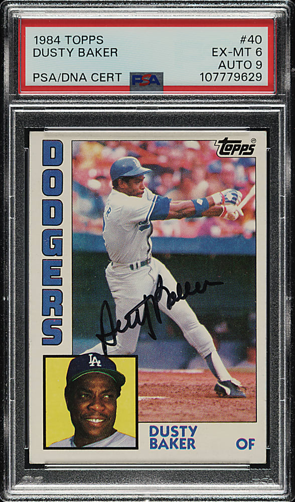 Signed 1984 Topps #40 Dusty Baker PSA EX-MT 6 with MINT 9 Signature