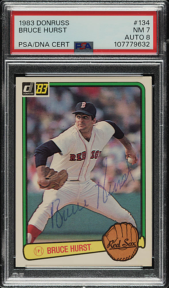 Signed 1983 Donruss #134 Bruce Hurst PSA NM 7 with NM-MT 8 Signature