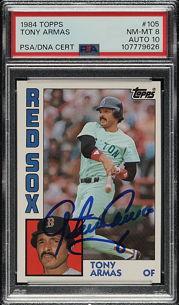 Signed 1984 Topps #105 Tony Armas PSA NM-MT 8 with GEM MINT 10 Signature