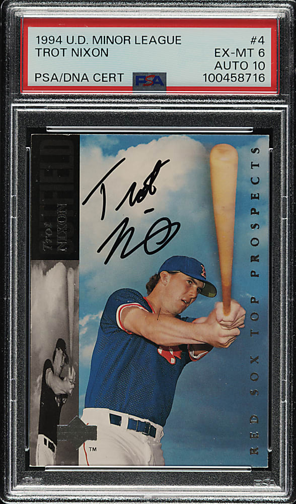 Signed 1994 Upper Deck Minor League #4 Trot Nixon PSA EX-MT 6 with GEM MINT 10 Signature