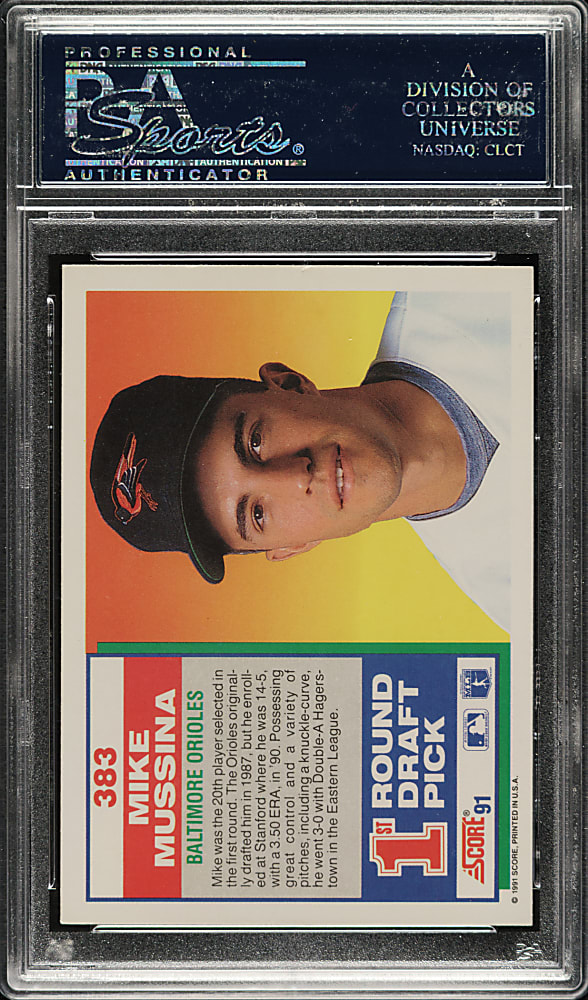 Signed 1991 Score #383 Mike Mussina Rookie - PSA/DNA