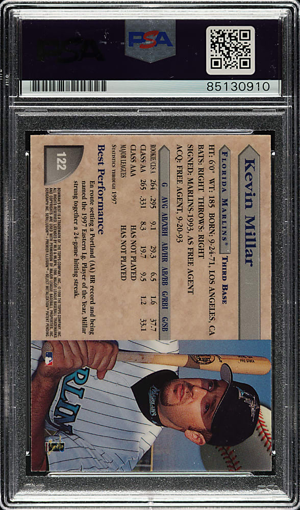 Signed 1998 Bowman's Best #122 Kevin Millar - PSA/DNA
