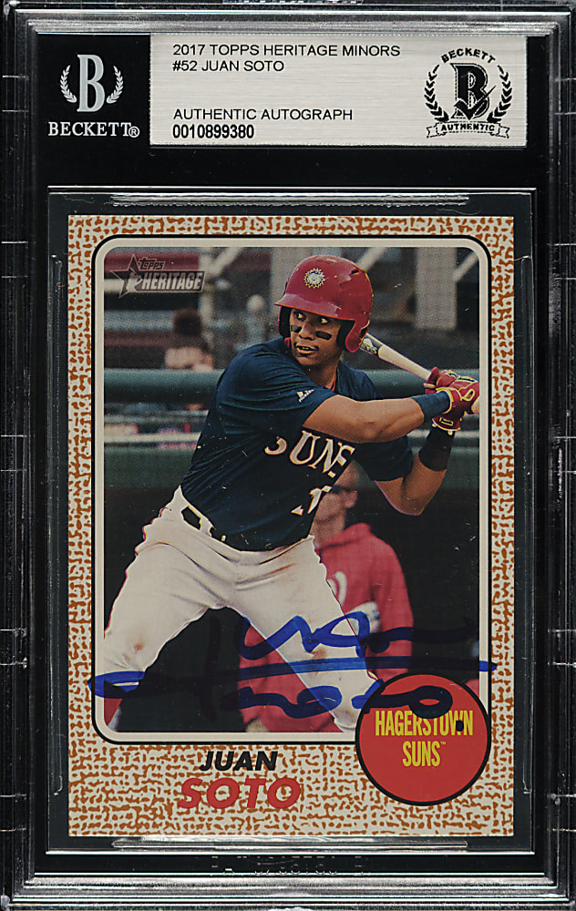 Signed 2017 Topps Heritage Minor League #52 Juan Soto - Beckett