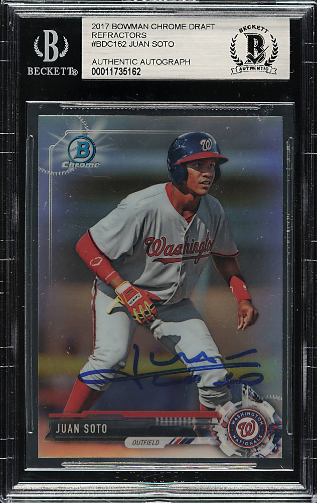 Signed 2017 Bowman Draft Chrome #BDC-162 Juan Soto Refractor - Beckett - Pre Rookie!