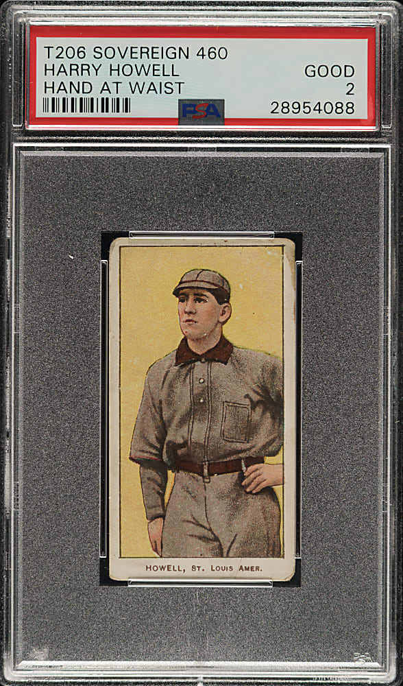1909-1911 T206 White Border Harry Howell Hands at Waist PSA GOOD 2 - Sovereign 460 Back