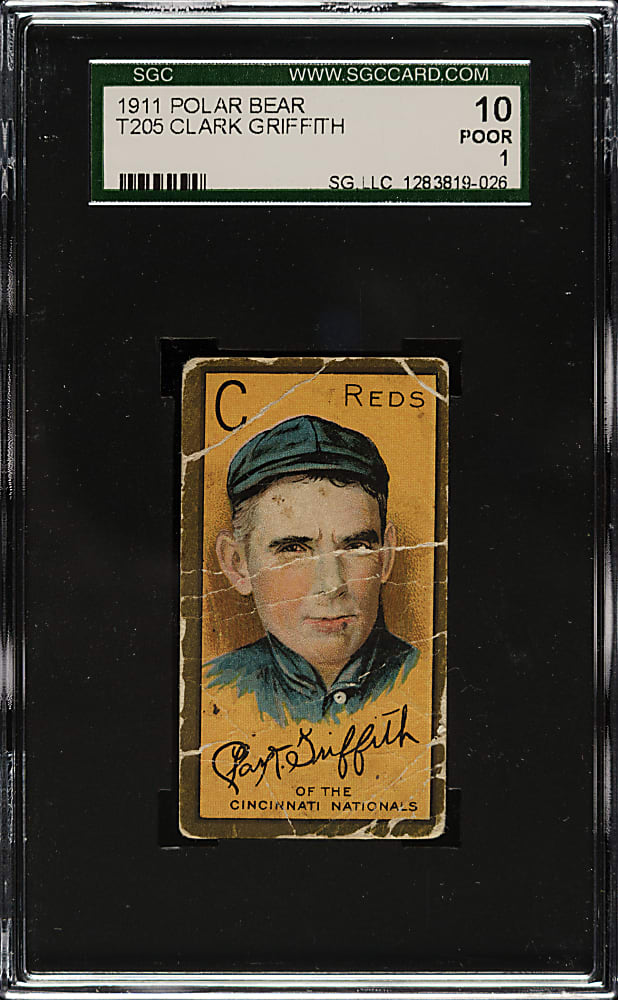 1911 T205 Gold Border Clark Griffith SGC POOR 10 - Polar Bear Back