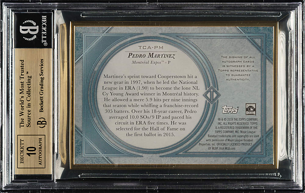 2018 Topps Transcendent Autographs #TCA-PM Pedro Martinez #22/25 BGS GEM MINT 9.5