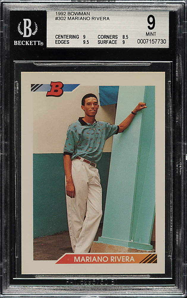 1992 Bowman #302 Mariano Rivera Rookie BGS MINT 9