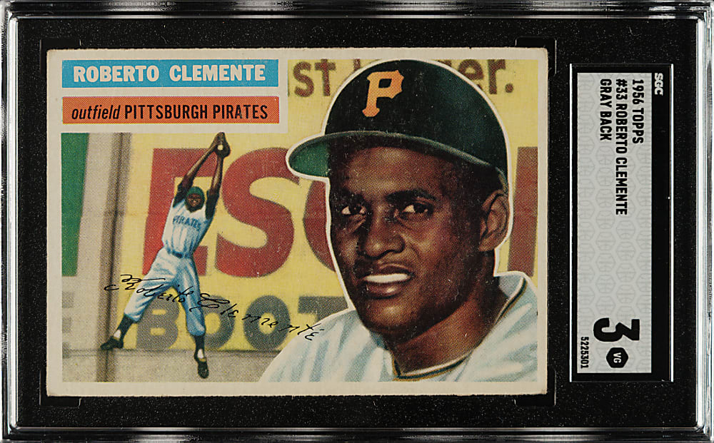 1956 Topps #33 Roberto Clemente Gray Back SGC VG 3