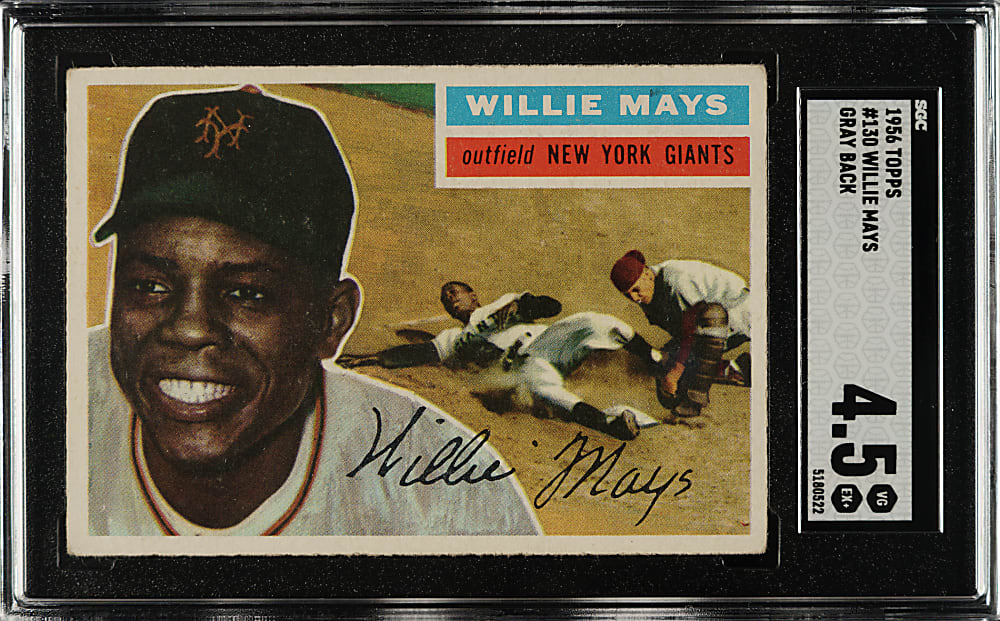 1956 Topps #130 Willie Mays Gray Back SGC VG/EX+ 4.5